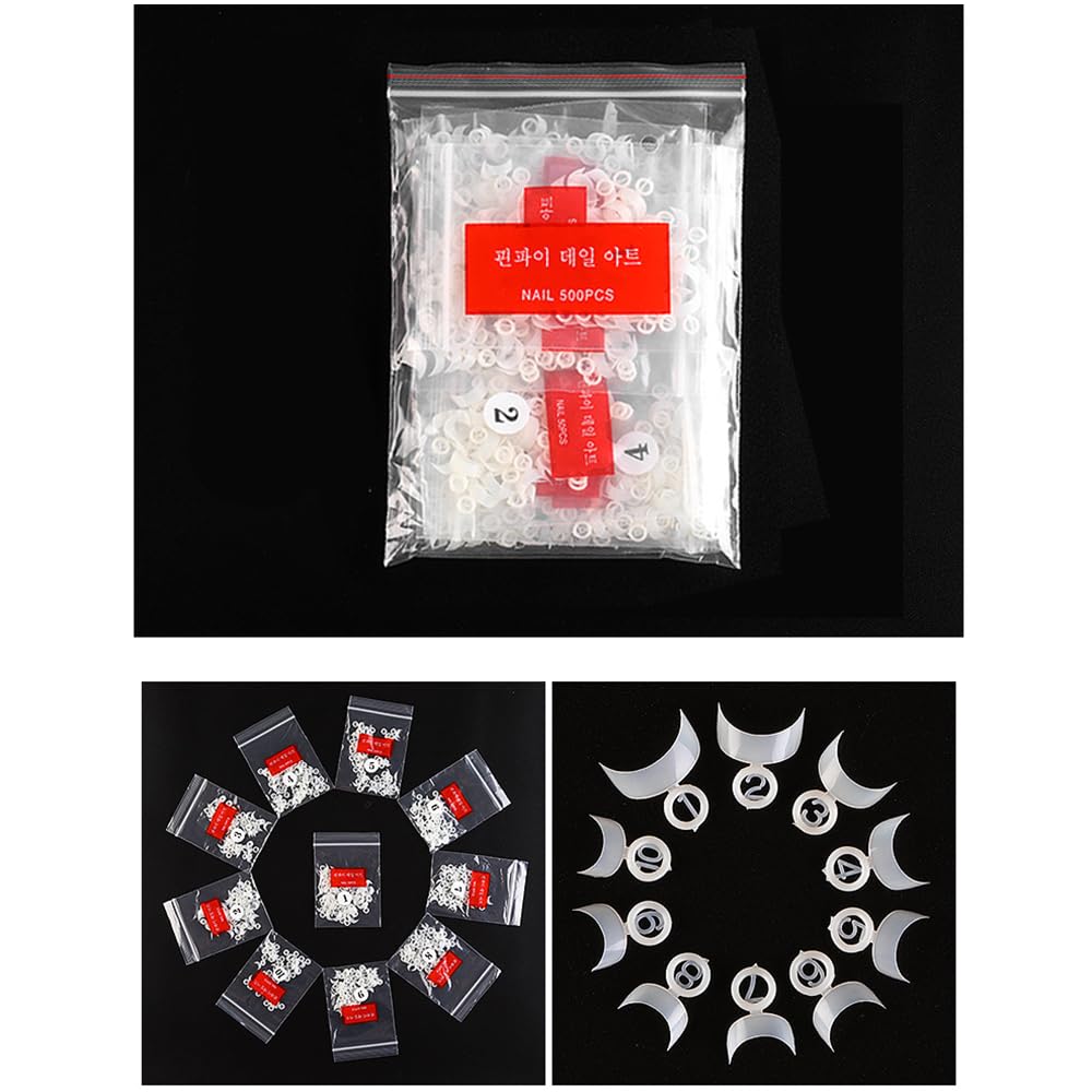 S.A.V.I 500 Pcs French Nail Tip Fake Nails – White Curved Acrylic Nail Tips for Manicure | 10 Sizes Artificial Nail Extensions for Women & Salons | Natural Look for DIY & Professional Use