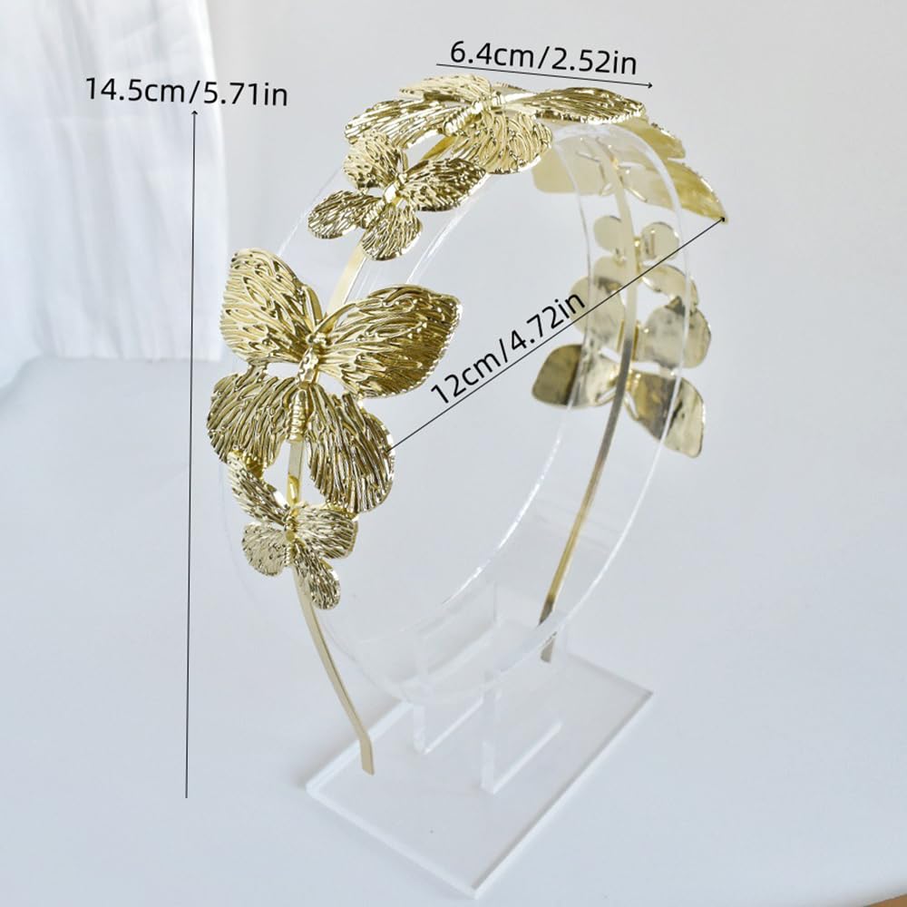 S.A.V.I Golden Butterfly Hairband for Women & Girls | Elegant Metal Headband | Lightweight Adjustable Floral Design | Party, Wedding, Festive & Stylish Hair Accessory – 14.5cm (Gold, Onesize)