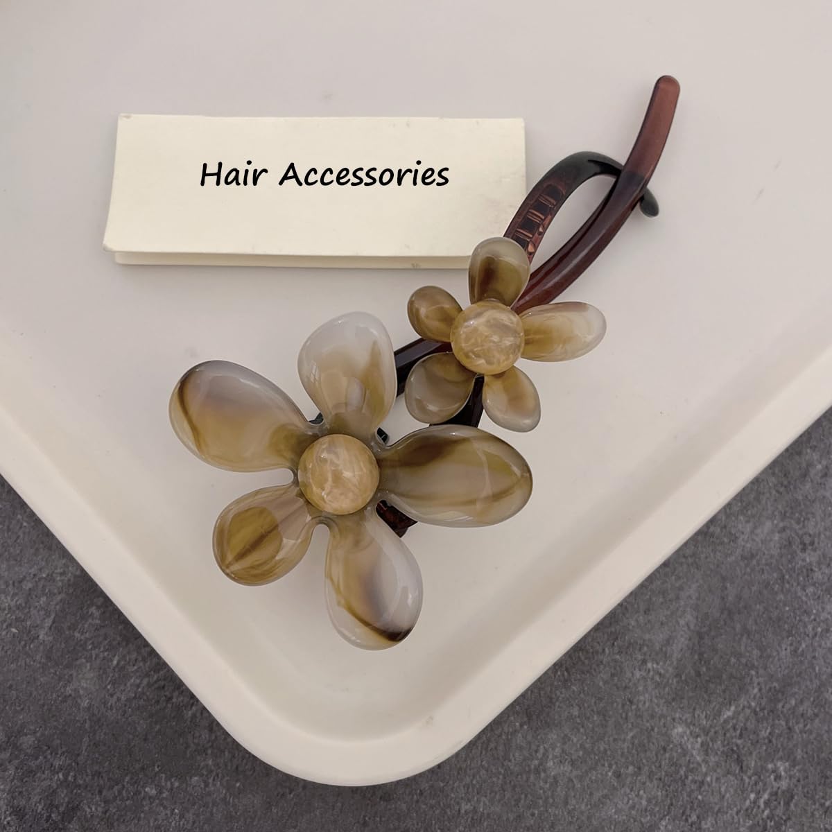 S.A.V.I Brown Floral Hair Clip for Women & Girls | 13cm Resin Tortoise Shell Claw Clip | Stylish Flower Hair Accessory for Bun, Daily, Party | Strong Grip, Elegant Look