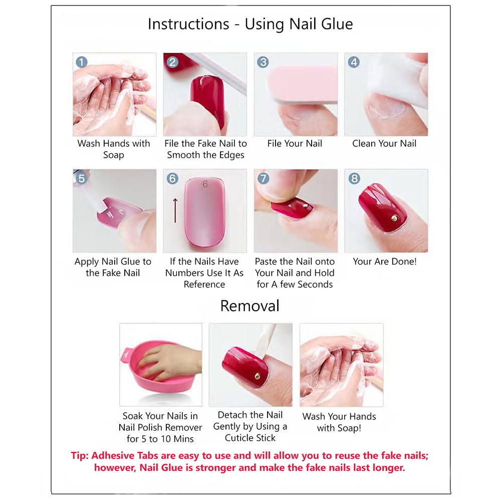 S.A.V.I 48 Pcs Nude French Coffin Press On Nails Combo for Hands & Feet | Long Glossy Fake Nails Set | Reusable Manicure & Pedicure Tips Kit for Women & Girls | Nail Art Extension Look
