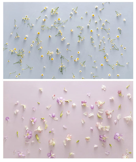 SAVIAURA 1 Sheet 2 in 1 3D Flat Lay Tabletop Double-Sided Photography Backdrop Photo Studio Flatlay Background PVC Wrinkle-Free for Small Product Shoot (Scattered Flowers Pattern)