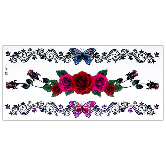 S.A.V.I 3D Temporary Tattoo Sticker Beautiful Colorful Butterflies Totem Arm Hand Popular Design Size 19x9CM - 1PC. (109)