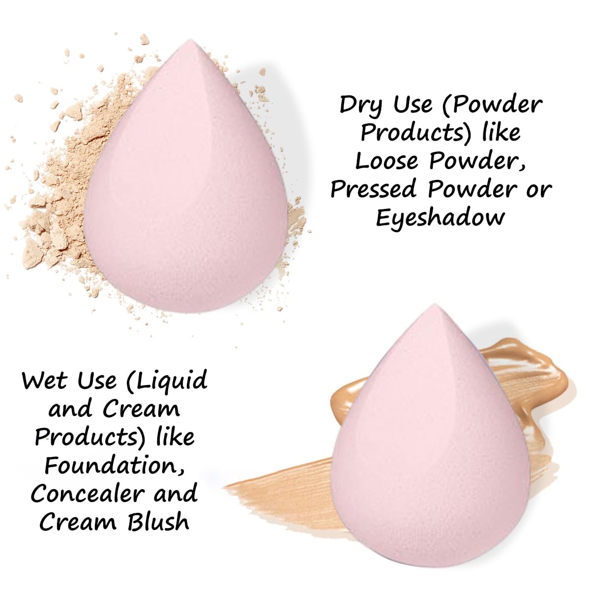 S.A.V.I 6 Pcs Pink Beauty Blender Makeup Sponge Set | Soft Egg-Shaped Foundation & Concealer Puff | Latex-Free, Reusable, Wet & Dry Use | Seamless Blending for Face & Base (4 Large + 2 Small) with Jar (Pink)
