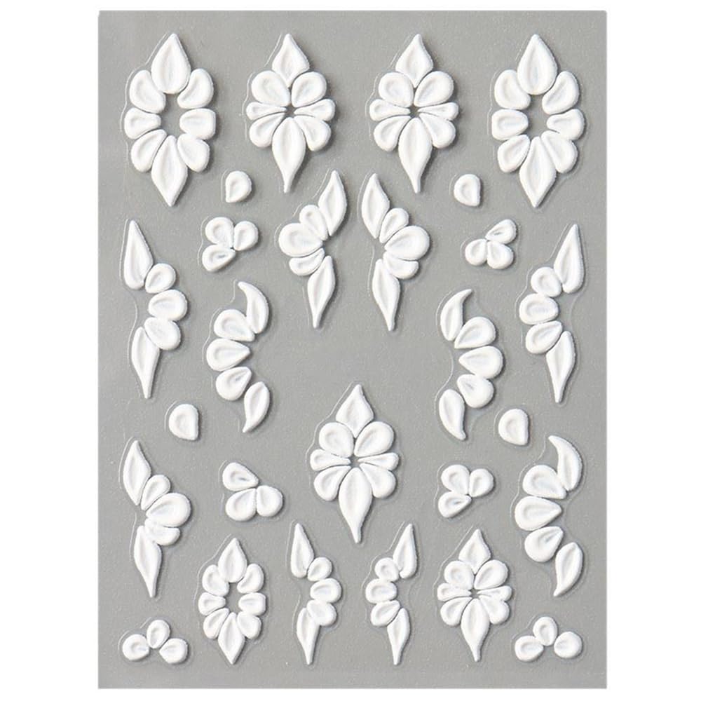 S.A.V.I 3D Self-Adhesive Nail Art Stickers – 2 Sheets Pink & White Floral Embossed Design, Easy Peel & Stick, Long-Lasting Manicure Decoration for DIY Nail Extensions & Professional Salon Use