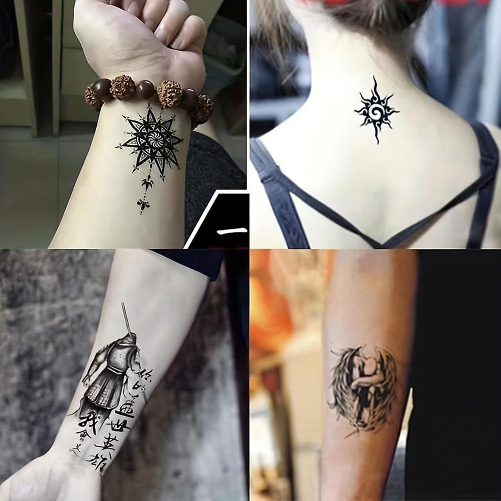 S.A.V.I 30 Pcs Black Tribal Temporary Tattoos for Men & Women – Safe Non-Toxic Waterproof Body Art, 9.7x5.7cm, Long-Lasting Stylish Designs for Arms, Legs, Back, Neck – Easy to Apply & Remove (06)