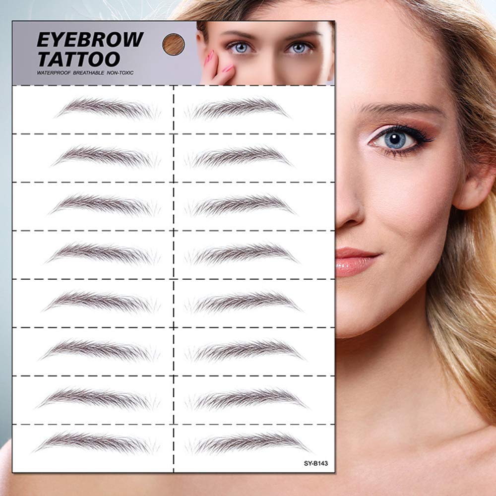 S.A.V.I 8 Pairs 6D Natural Look Eyebrow Styling Long Lasting Up to 7 Days Waterproof Temporary Tattoo Stickers - 1 Sheet