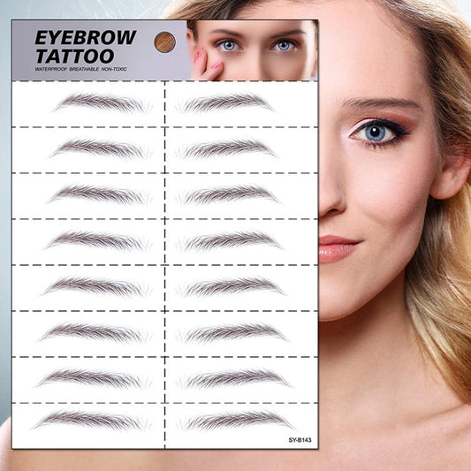 S.A.V.I 8 Pairs 6D Natural Look Eyebrow Styling Long Lasting Up to 7 Days Waterproof Temporary Tattoo Stickers - 1 Sheet