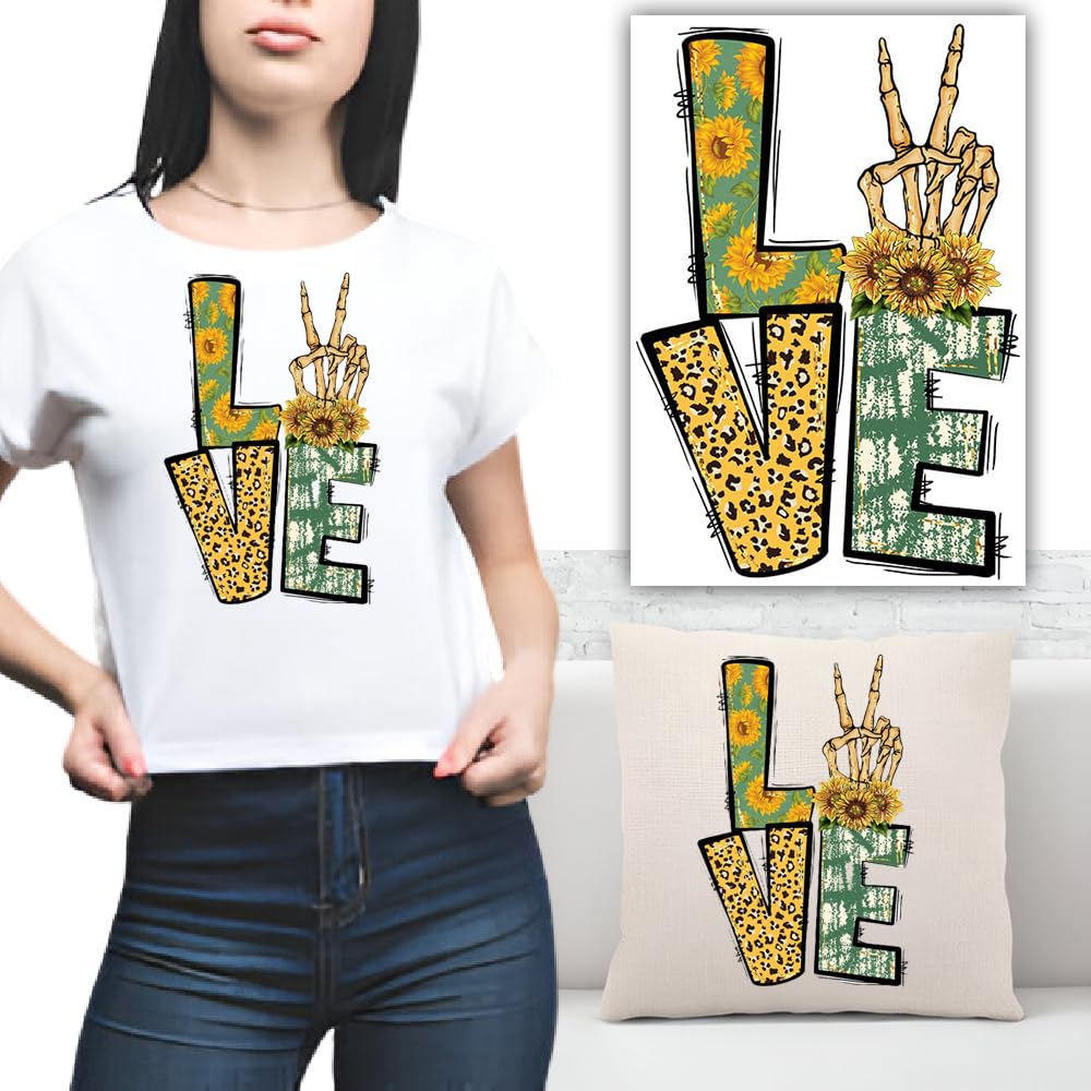 S.A.V.I Trendy Love Design Iron-On Patch | 1PC Washable Heat Transfer Sticker for DIY T-Shirts, Hoodies, Jeans, Bags  Pillows | Vibrant Leopard  Floral Applique for Stylish Customization