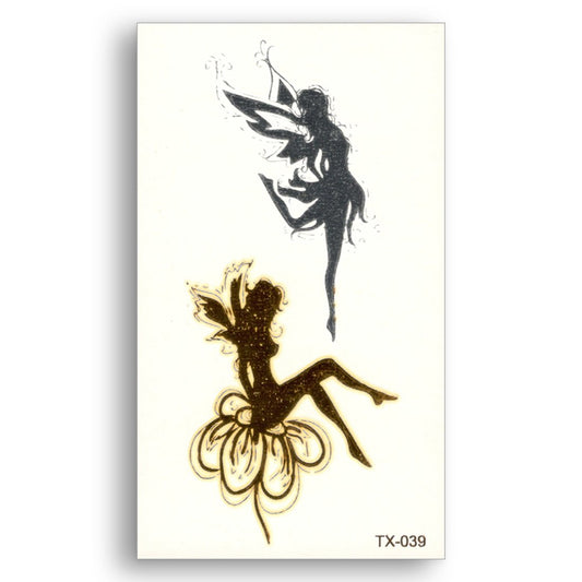 S.A.V.I 3D Temporary Tattoo Golden And Silver Metallic Sticker Angels Fairy Sign Design Size 10.5x6CM - 1PC.