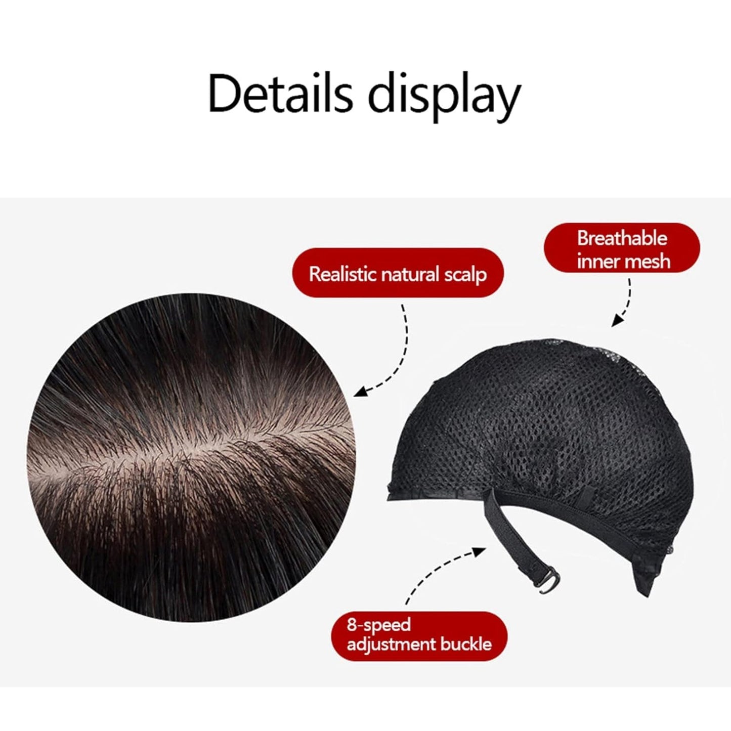 S.A.V.I Men’s Short Wig Black | Natural Looking Synthetic Hairpiece with Little Curl | Realistic Scalp Design, Breathable Adjustable Cap for Daily & Fashion Styling