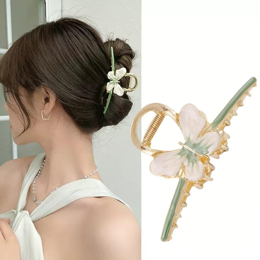 S.A.V.I Elegant Green Butterfly Hair Clip for Women | Stylish Enamel Finish Hair Clutch | Decorative Gold-Tone Hair Accessory for Buns  Hairstyles | Girls  Ladies Clip