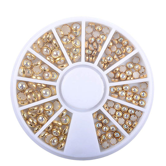 S.A.V.I 1 PC. DIY 3D Nail Art Manicure Decoration Wheel Acrylic Golden Coated Pearl