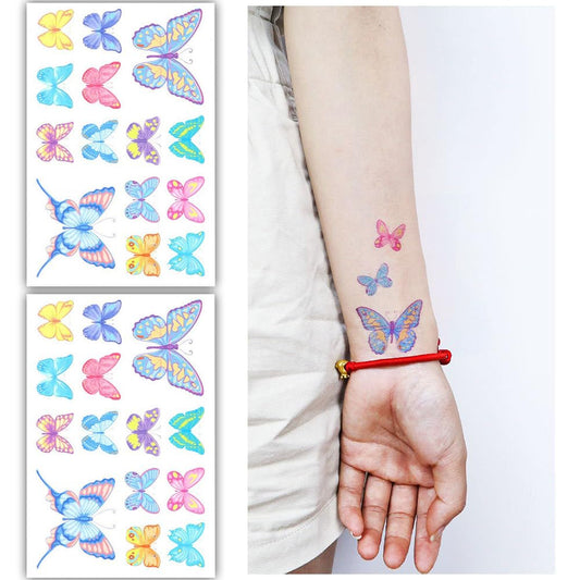 S.A.V.I Set of 2 Sheets - Vibrant Butterfly Temporary Tattoos for Kids (12x7.5 cm) | Safe  Non-Toxic | Easy to Apply  Remove | Long-Lasting  Waterproof | Ideal for Parties, Festivals  Gifting
