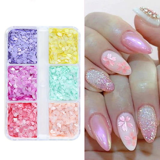 S.A.V.I 3D Cherry Blossom Nail Art Sequins - Multicolor Petal DIY for Women  Girls