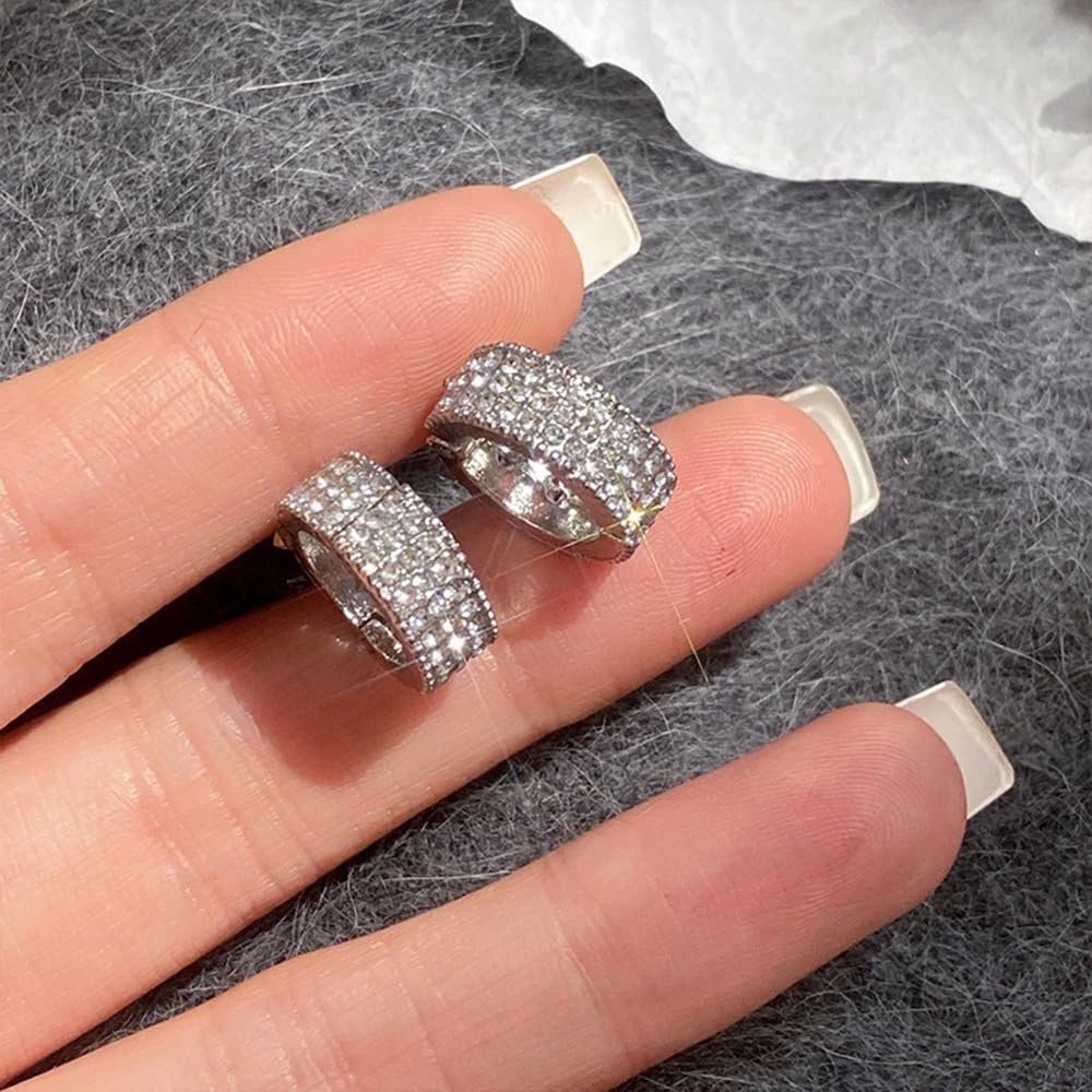 S.A.V.I 2 Pcs Silver Rhinestone Hair Ring Clips for Women & Girls | 1.5cm Round Metal Crystal Hair Pins | Stylish Sparkling Hair Accessories for Party, Wedding & Daily