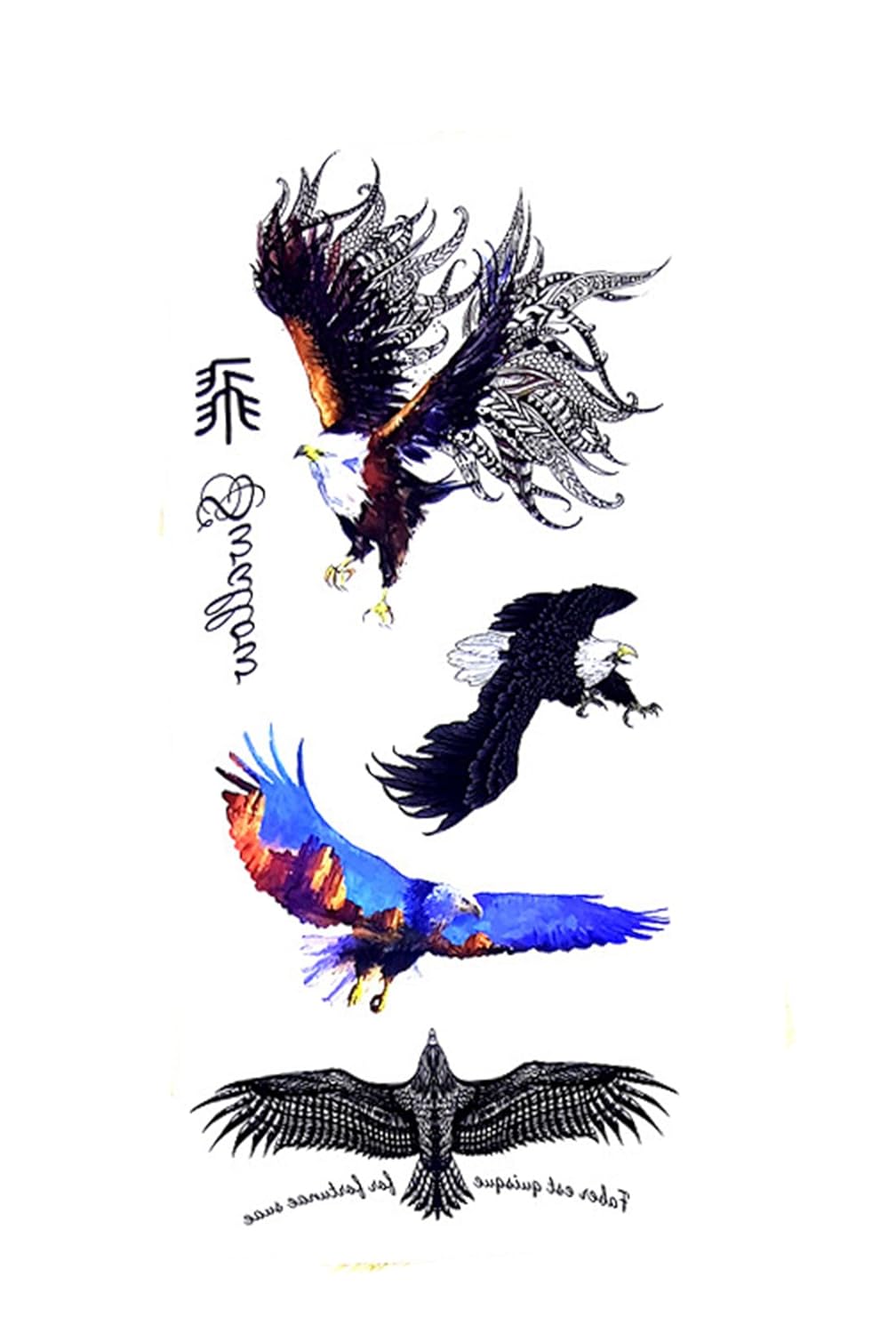S.A.V.I 3D Temporary Tattoo Cool Eagle Design Size 19x9CM - 1PC.