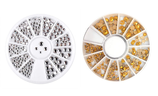 S.A.V.I (Pack of 2) 3D DIY Nail Art Manicure Decoration Disc Wheel Alloy  Crystals - 24 Styles