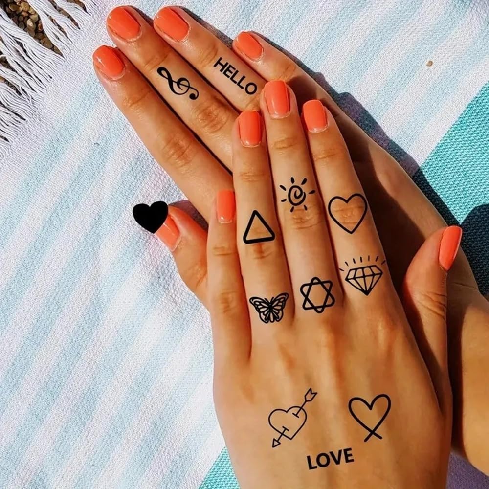 S.A.V.I 30 Pcs Black Temporary Tattoo Stickers for Girls & Women (9.7x5.7 cm) | Waterproof, Non-Toxic Body Art | Butterfly, Floral, Script Designs | Easy to Apply & Remove | Arm, Wrist, Back Use (01)