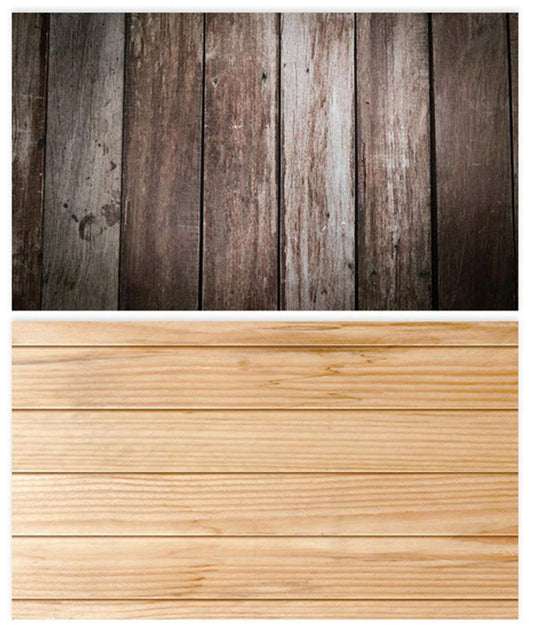SAVIAURA 1 Sheet 2 in 1 3D Flat Lay Tabletop Double-Sided Photography Backdrop Photo Studio Flatlay Background PVC Wrinkle-Free for Small Product Shoot (Dark & Light Brown Wood Pattern)
