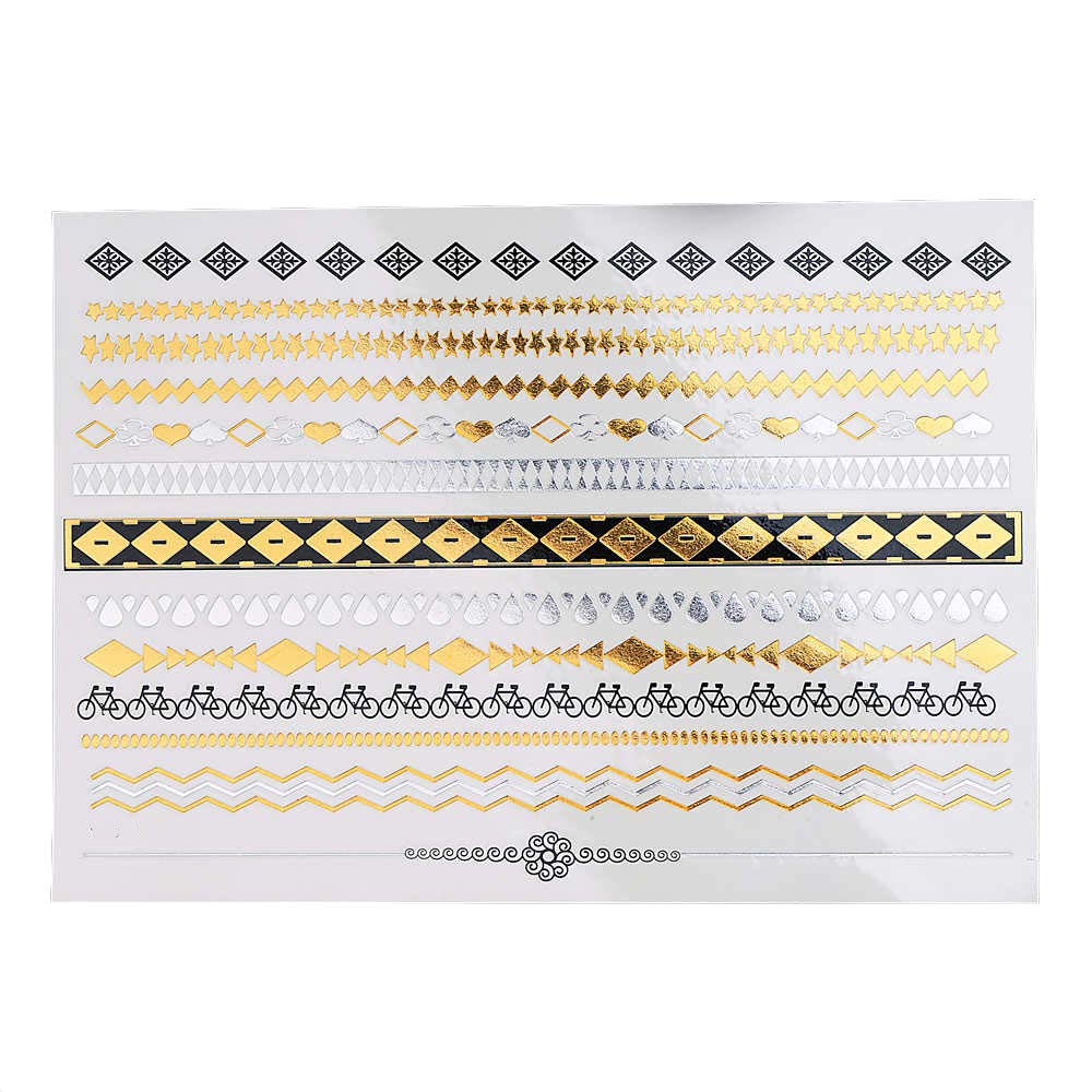 S.A.V.I 3D Temporary Tattoo Golden And Silver Metallic Sticker Feathers Design Size 21x15CM - 1PC. (66)