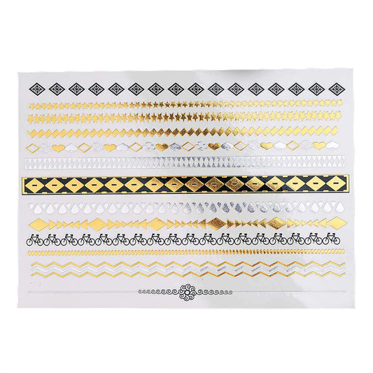 S.A.V.I 3D Temporary Tattoo Golden And Silver Metallic Sticker Feathers Design Size 21x15CM - 1PC. (66)