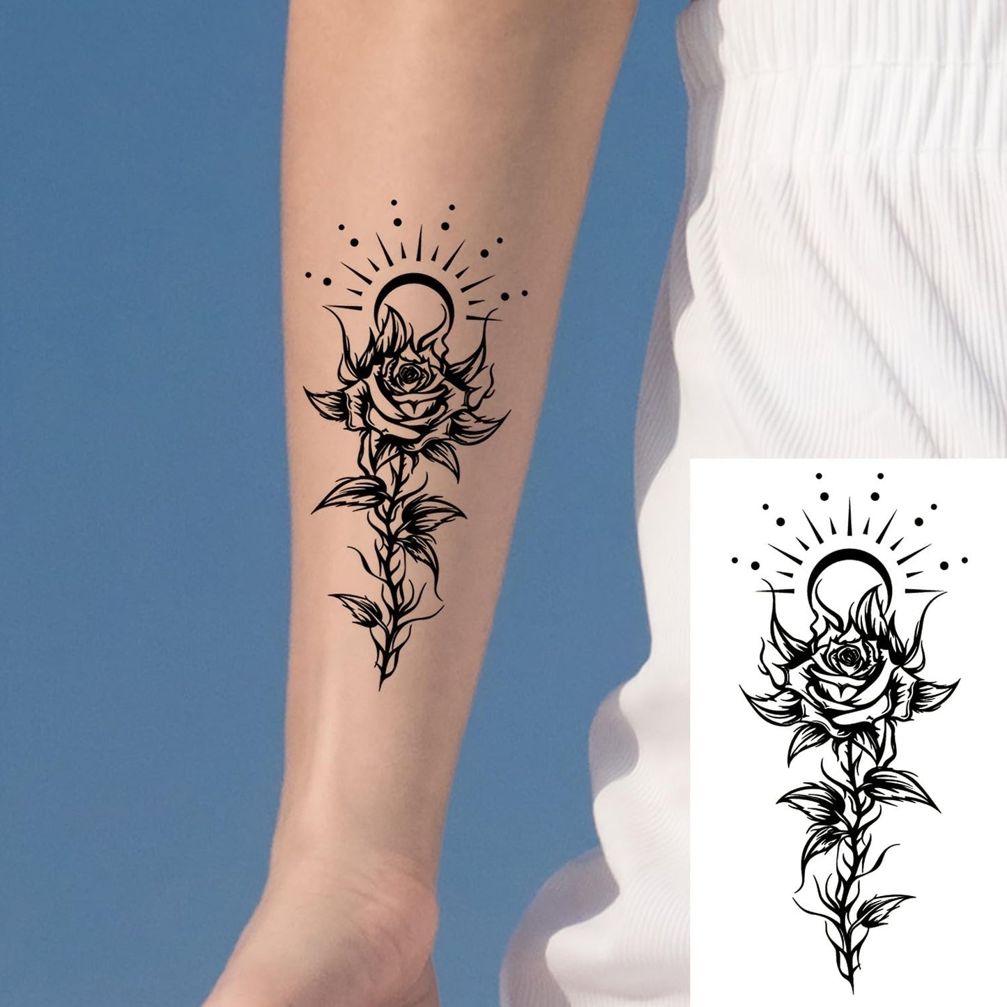 S.A.V.I 30 Pcs Black Temporary Tattoos for Women & Girls – Floral, Feather, Butterfly Designs – Waterproof, Safe & Non-Toxic Body Art Stickers for Hand, Arm, Neck, Back – Easy to Apply & Remove - 9.7x5.7 cm (08)