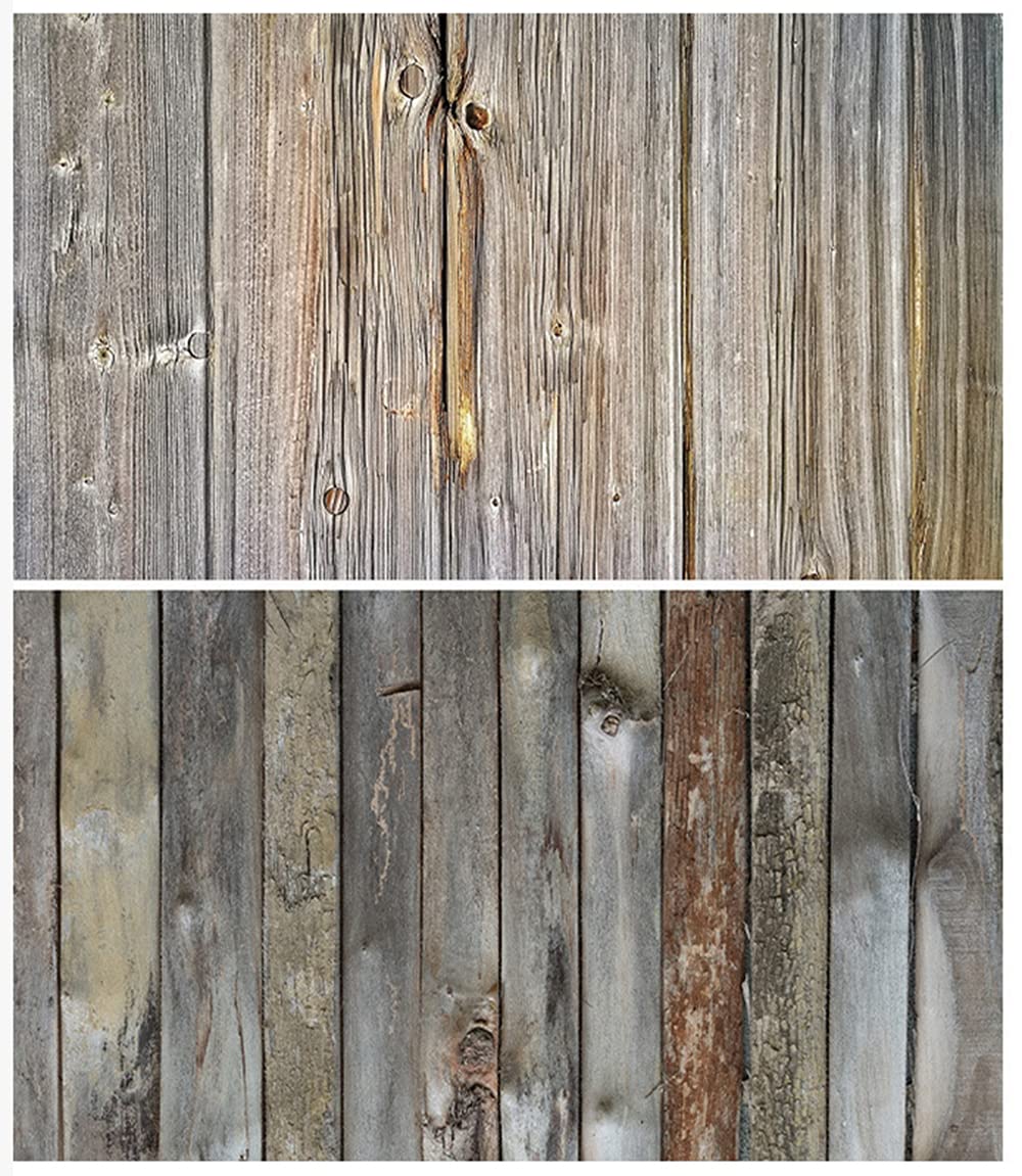 SAVIAURA 1 Sheet 2 in 1 3D Flat Lay Tabletop Double-Sided Photography Backdrop Photo Studio Flatlay Background PVC Wrinkle-Free for Small Product Shoot (Old Wood Planks Pattern)