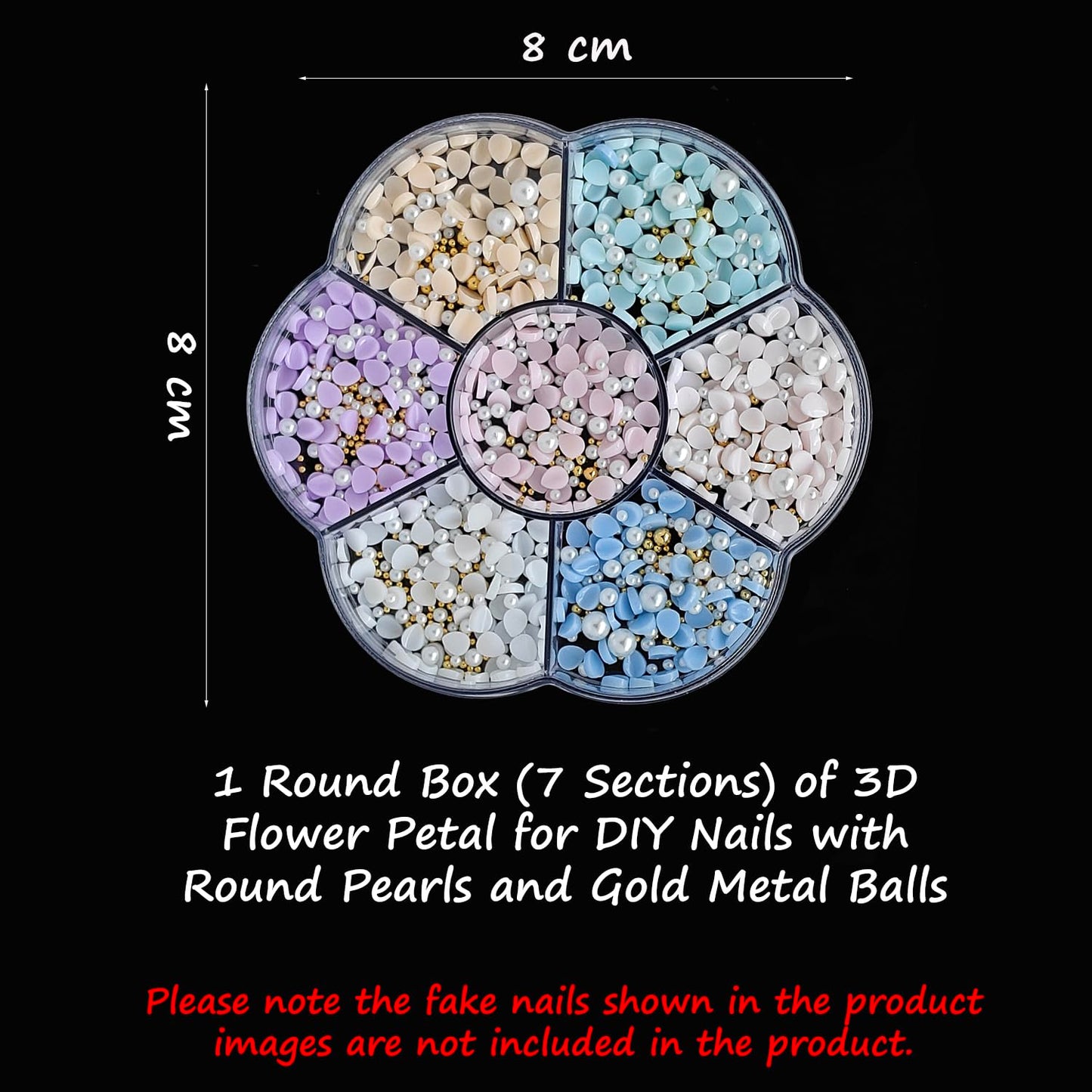 S.A.V.I 3D Flower Nail Art Decorations Set – 7 Colours Mixed Petal Charms with Pearls & Gold Beads for DIY Nail Design, Acrylic & Gel Extensions – Resin Blossoms Manicure Kit