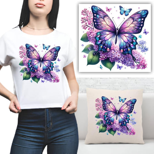 S.A.V.I Vibrant Butterfly Iron-On Heat Transfer Patch – 7.5x8.5 Inches, Washable Applique for T-Shirts, Hoodies, Backpacks, Pillows – DIY Design for Custom Clothing (1PC)