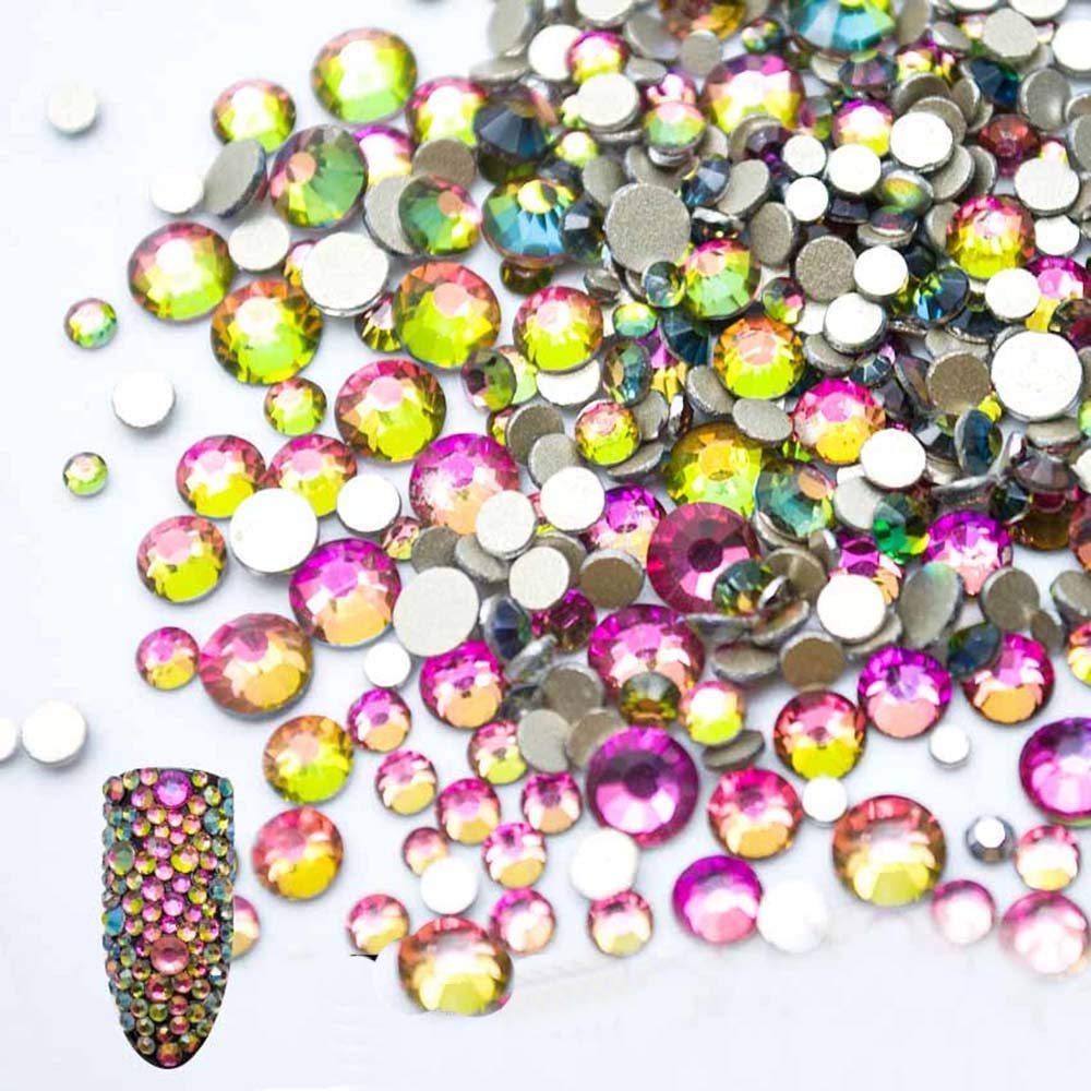 S.A.V.I 5g/Pack AB Glass Flame Rhinestones Shiny Gems Manicure Accessories Flatback Mixed Sizes for Nail Art