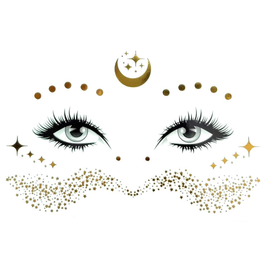 S.A.V.I Golden Face Temporary Tattoos - With Moon Stars Get the Perfect Freckled Look with Easy Application, Natural Appearance, Long-lasting, Simple Removal