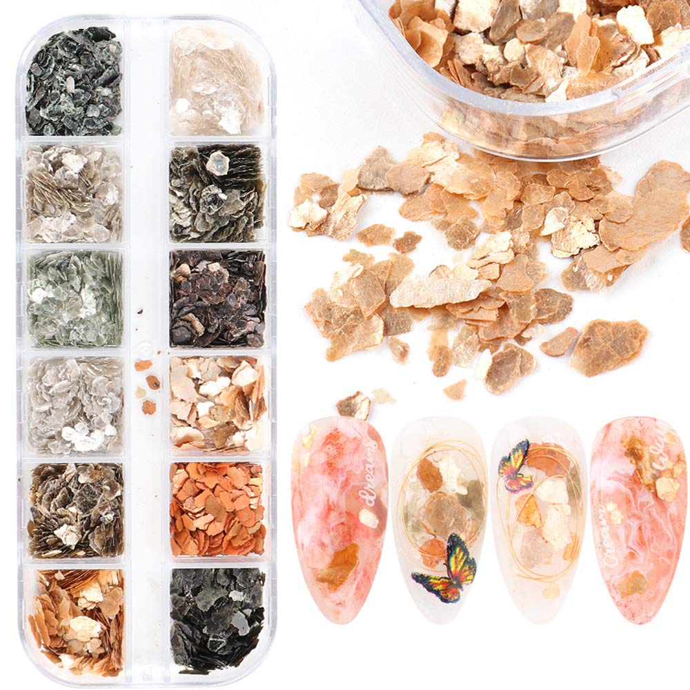 S.A.V.I 1PC. 12 Color Palette DIY Irregular Shell Nail Art Accessories for Manicure