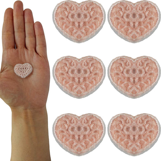 S.A.V.I Pink Heart Embroidered Patch Set of 6 - Sew-On, Lightweight, Ideal for DIY Clothes, Dresses, Blouses, Scarves, Hats, Bags, Jackets, Vests, Skirts, T-Shirts, Sweaters, Tank Tops (Non-adhesive)