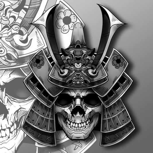 SAVIAURA Samurai Skull Sticker - Anti-Scratch Waterproof Decorative Sticker for Helmet, Car, Bike, Laptop - Evil Eye Protection Sticker, Strong Adhesive