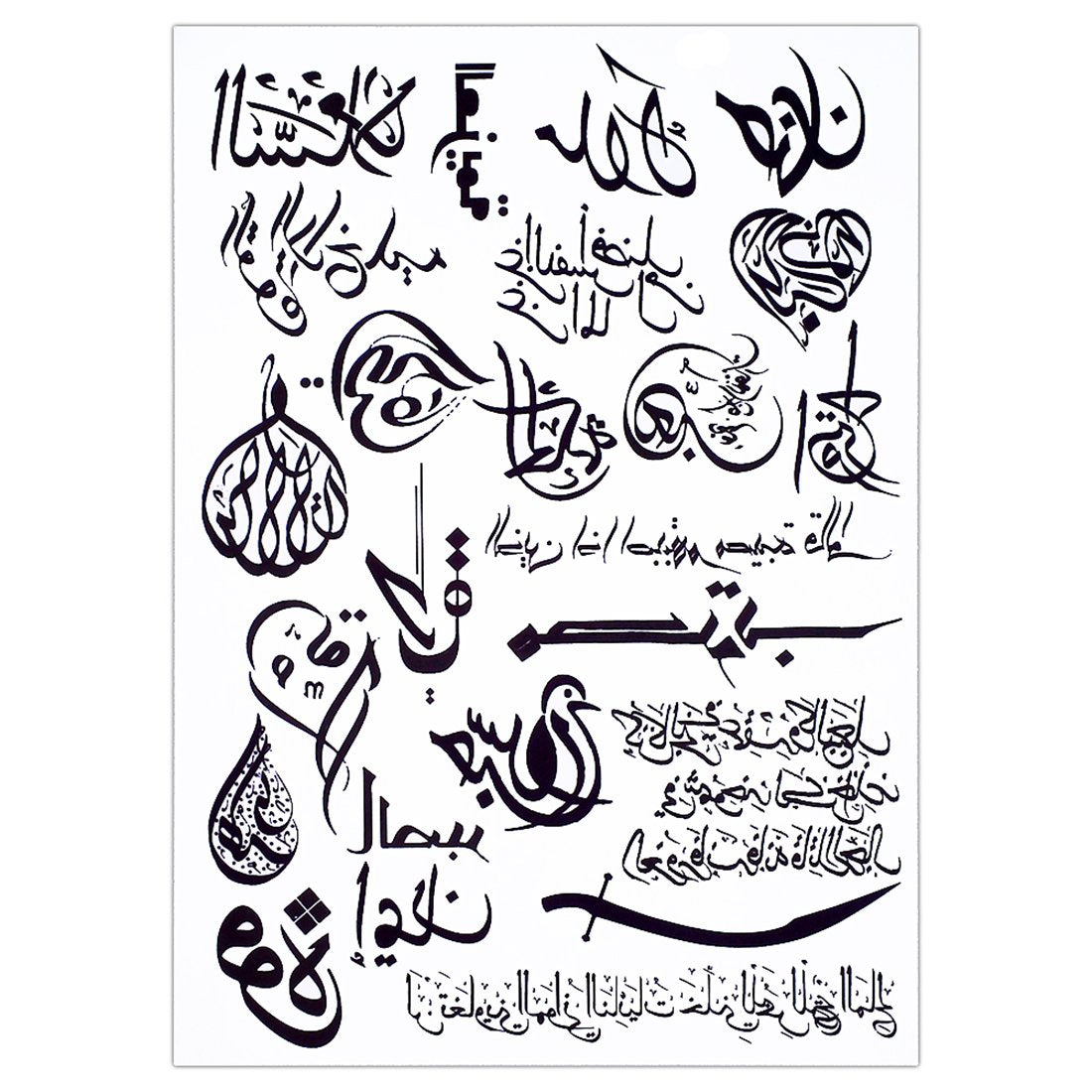 S.A.V.I 3D Temporary Tattoo Waterproof Sticker Beautiful Black Big Arabic Love Words Popular New Designs Size - 21x15cm