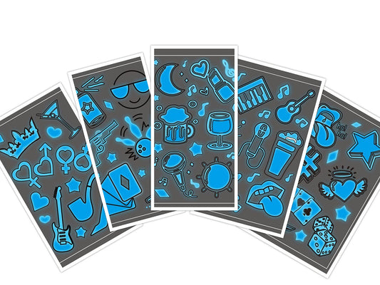 S.A.V.I 5PCS. Glow In Dark Temporary Tattoo Stickers for Adult Men Women, Luminous Blue Fluorescent Tattoos Waterproof Fake Tattoo Body Art For Party Club Decoration DIY- Size 12x7.5cm