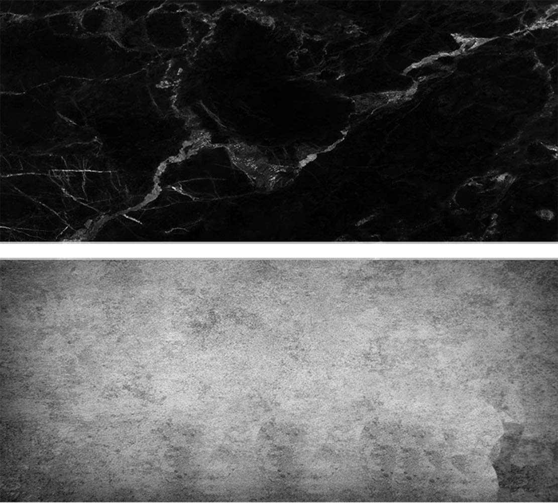 SAVIAURA 1 Sheet 2 in 1 Photography Backdrop 3D Flat Lay Tabletop Double-Sided 34x21 Photo Background PVC Wrinkle-Free for Small Products Food, Cosmetics Shoot (#2- Black & Grey Stone Pattern)