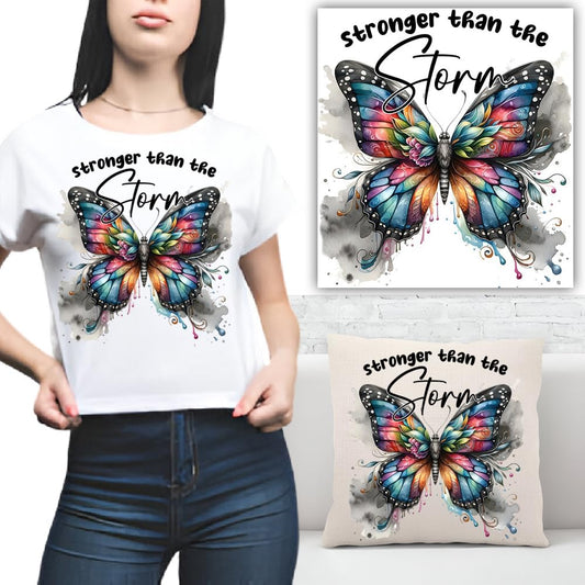 S.A.V.I 1PC Butterfly Iron-On Applique Patch | Heat Transfer Sticker for DIY T-Shirts, Hoodies, Jeans, Bags  Pillow Covers | Vibrant Multi-Color Design | 8.5x7 Inch | Washable Fabric Decal for Clothing