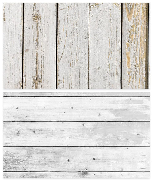 SAVIAURA 2-in-1 Double-Sided Waterproof Tabletop Photography Backdrop | 3D Flat Lay Design | 1 Sheet (#30- White Wooden Surface Pattern)
