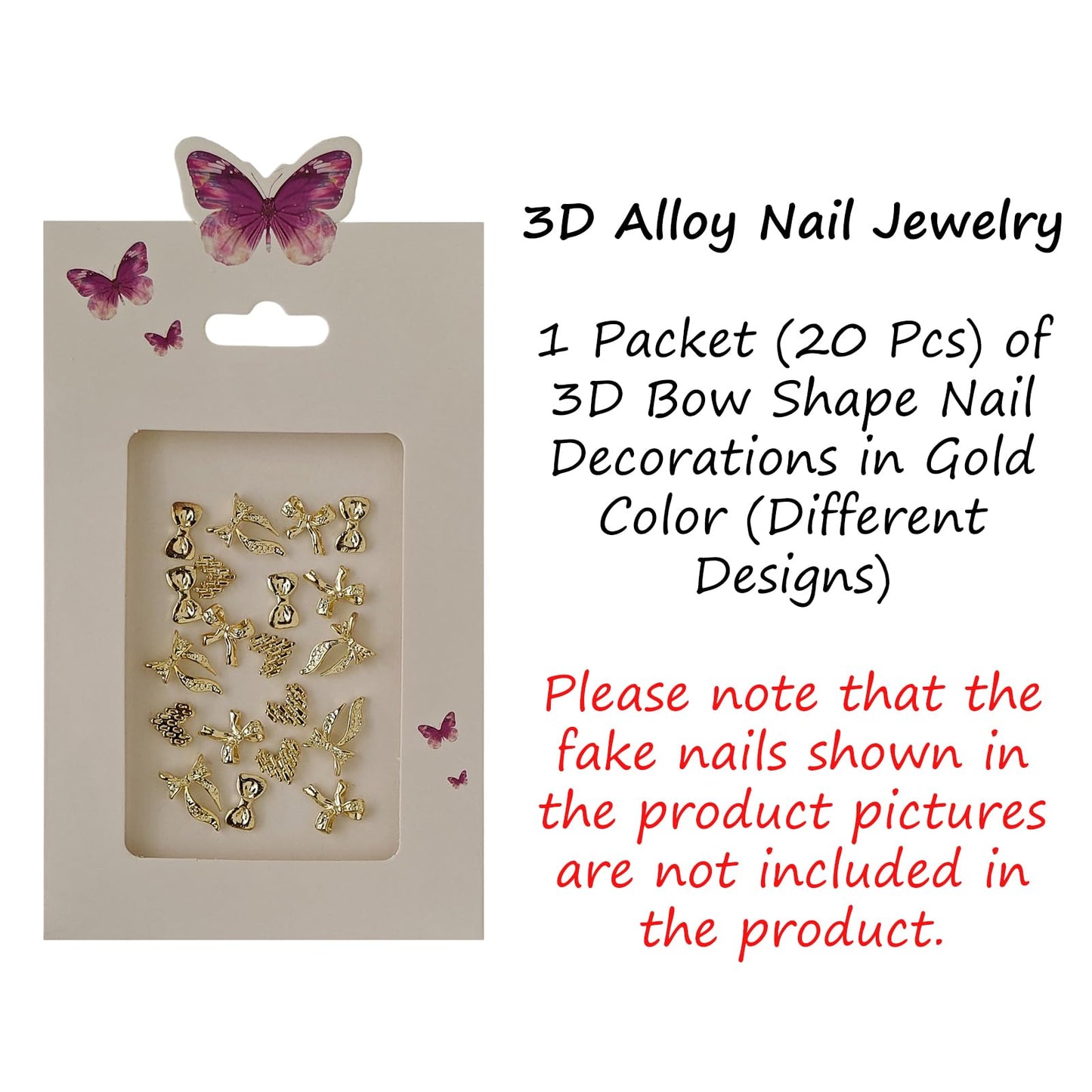 S.A.V.I 3D Gold Bow Nail Art Charms – 20 Pcs Stylish Alloy Nail Decorations for Women & Girls | Mixed Designs for DIY Nail Art, Extensions, Gel Nails & Salon Use | Lightweight Nail Jewelry