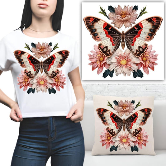S.A.V.I Beautiful Butterfly Flower Iron-On Applique Patch – 8.5x8 Inches, Washable Heat Transfer Sticker for DIY T-Shirts, Hoodies, Jeans, Pillows  Accessories – Easy to Apply, Multicolor Design