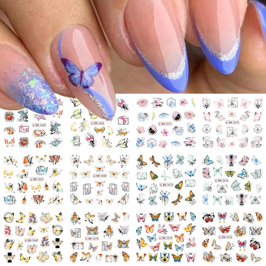 S.A.V.I Butterfly Nail Art Decals – 12 Sheet Water Transfer Stickers, Vibrant Designs