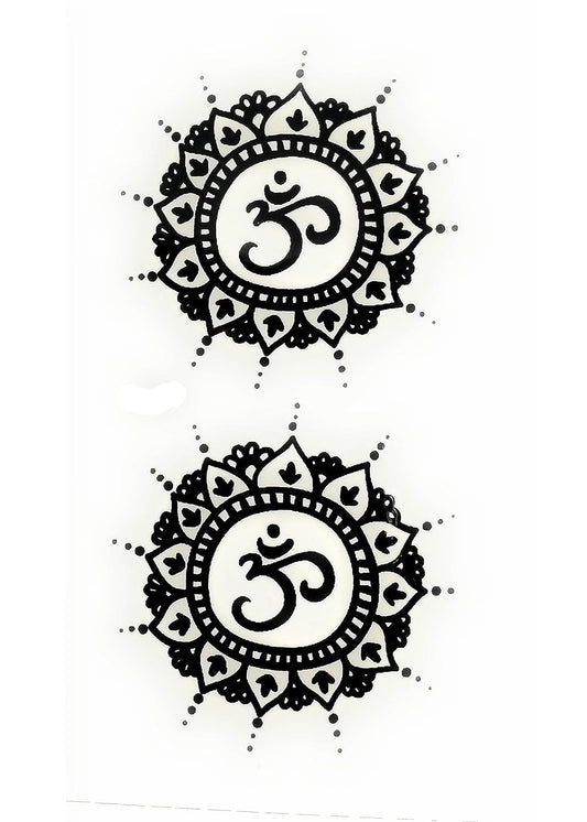S.A.V.I 3D Temporary Tattoo Sticker Beautiful Black Text OM Popular Design Size 10.5x6CM - 1PC.