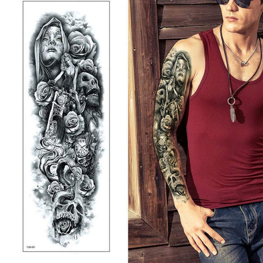 S.A.V.I Full Arm Hand Temporary Tattoo For Men Girls Women Sticker Size 48x17CM