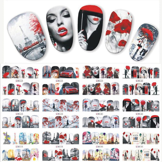 S.A.V.I Valentine Nail Art 12 Sheets Water Decals - DIY Manicure Stickers for Love Day