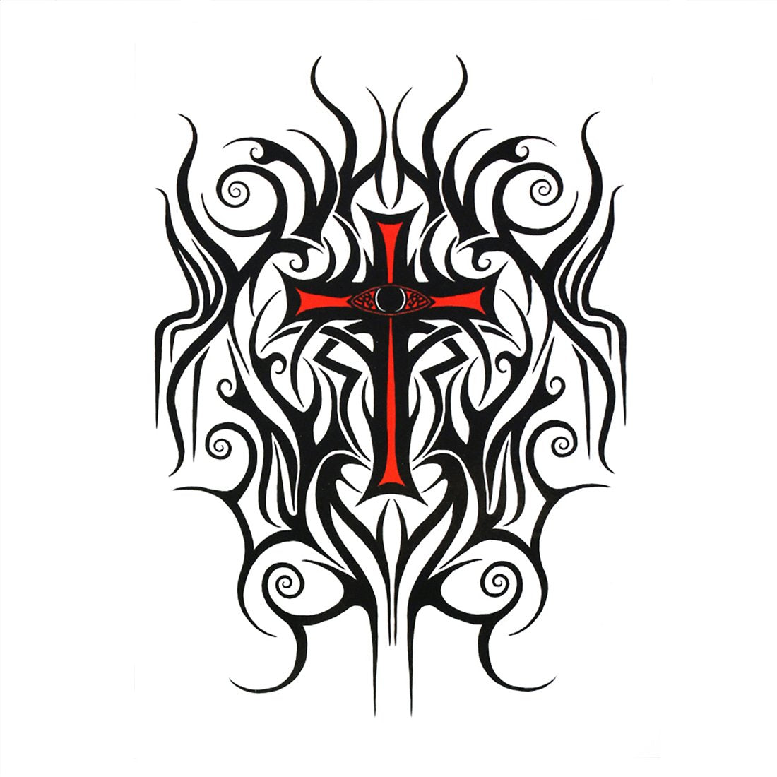 S.A.V.I 3D Temporary Tattoo Waterproof Sticker Big Red Cross Totem Designs Size - 21x15cm