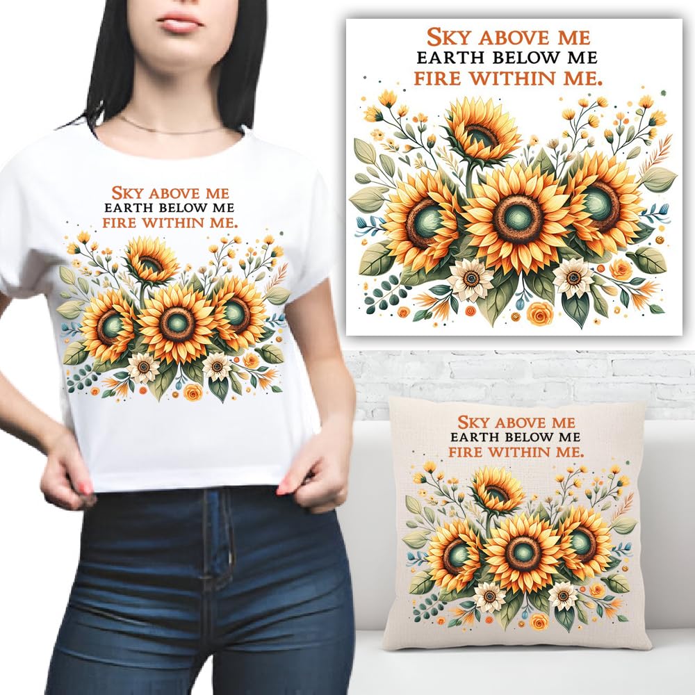 S.A.V.I 1PC Sunflower Iron-On Patch | Washable Heat Transfer Sticker for DIY T-Shirts, Hoodies, Jeans, Pillows  Backpacks | 8.5 x 7 Inch Applique | Easy Application, Vibrant Colors | Clothing Personalization