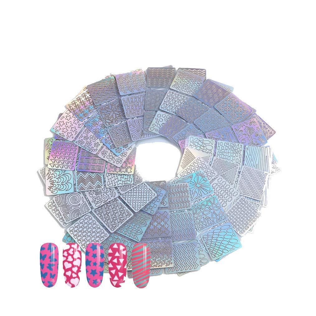 S.A.V.I French Manicure DIY 3D Nail Art Stickers Stencil Laser Strip Hollow Decorations Template; 24 Sheets
