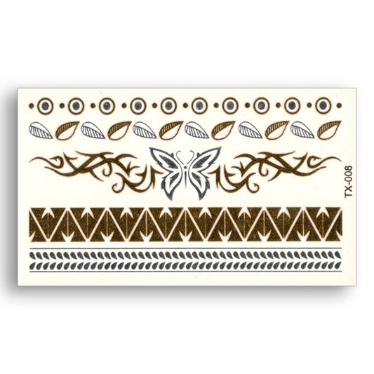 S.A.V.I 3D Temporary Tattoo Golden And Silver Metallic Sticker Butterfly Design Size 10.5x6CM - 1PC.