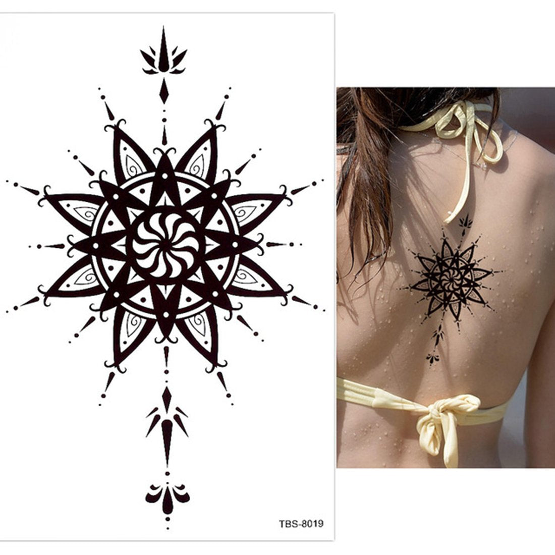 S.A.V.I Temporary Tattoo For Girls Men Women Tribal Totems Black Sticker Size 19x12CM - 1PC.